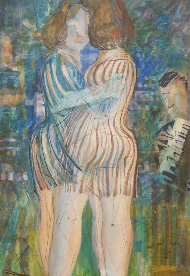 20th century, ‘Dancers’, inscribed J. Banting verso, oil on board, 78 x 53cm